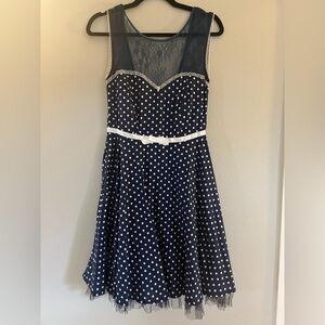 Navy Polka Dot Dress